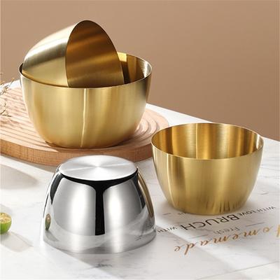 Silver Golden Stainless Steel Korean Ramen Bowl Fruit Noodle Soup Bowls Plates for Food Household Kitchen Tableware Utensils