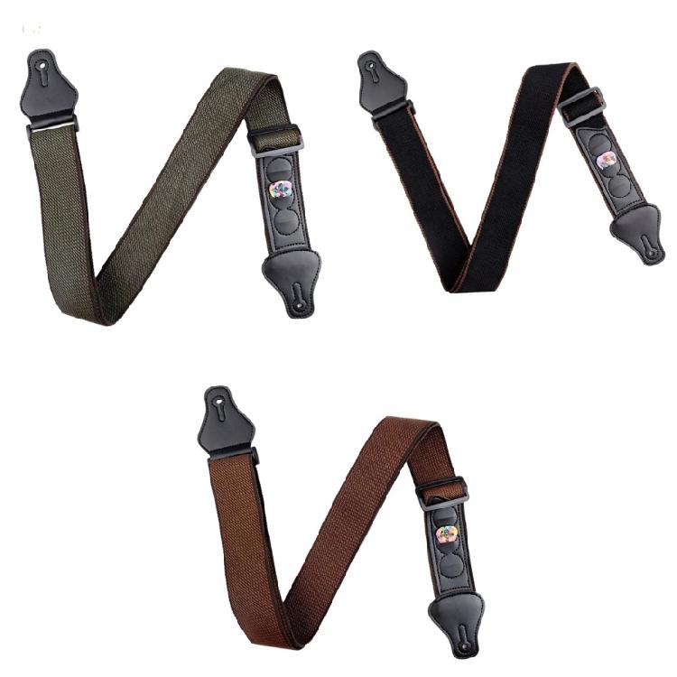 Adjustable Guitar Strap with Guitar Pick Holder for Guitar Bass 2 Inch Width Comfortable Cotton Guitar Shoulder Strap