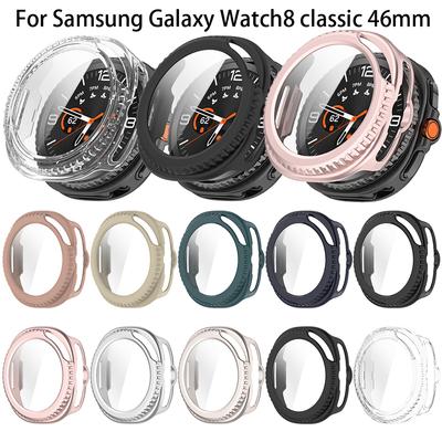 Fullständigt skyddande skal för Samsung Galaxy Watch 8 Classic 46mm Skärmskydd Skalfodral Hård PC 2i1 Skal+härdat glasfilm