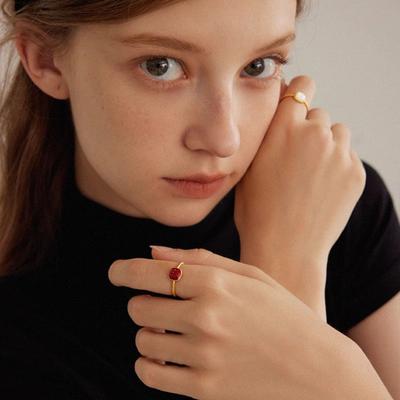 Yousheng Women Ring Retro French Style Adjustable Opening Design Square Enamel Glaze Finger Band Fashion Jewelry Gift