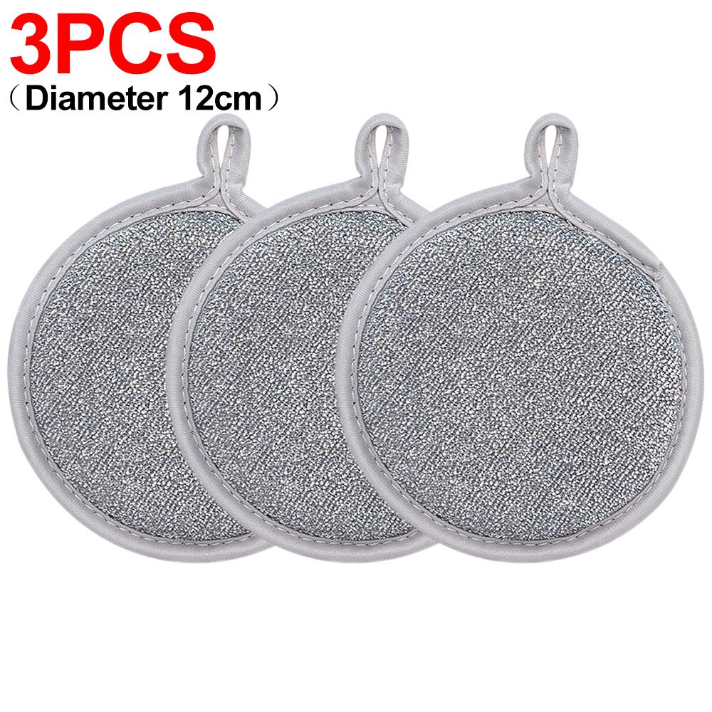 Double-side Dishwashing Sponges Silver Wire Cleaning Sponge Pot Dish Wash Sponge Oil Removal Scouring Pads for Kitchen Cleaning