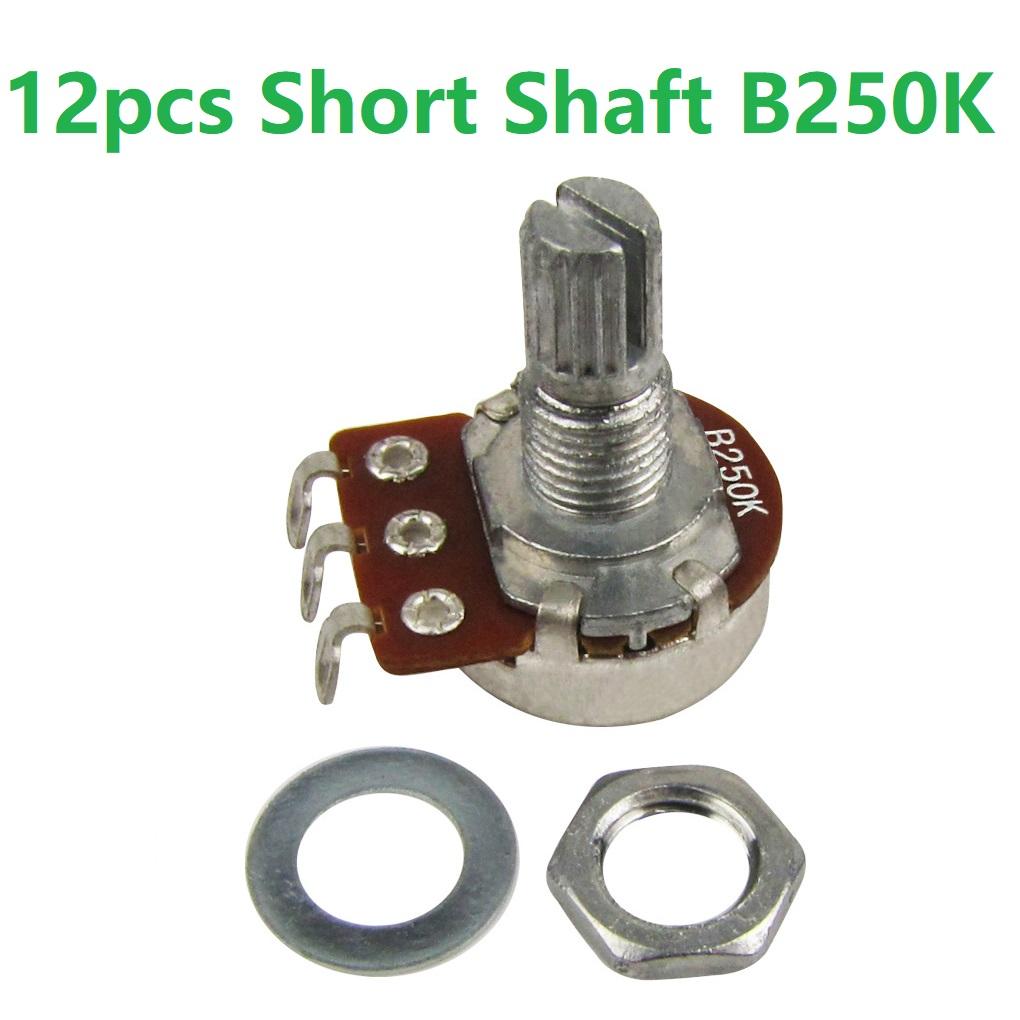 FLEOR 12PCS 18-spline Mini Potentiometers Guitar Pots 500K /250K Long / Short Shaft Choose Electric Guitar Parts