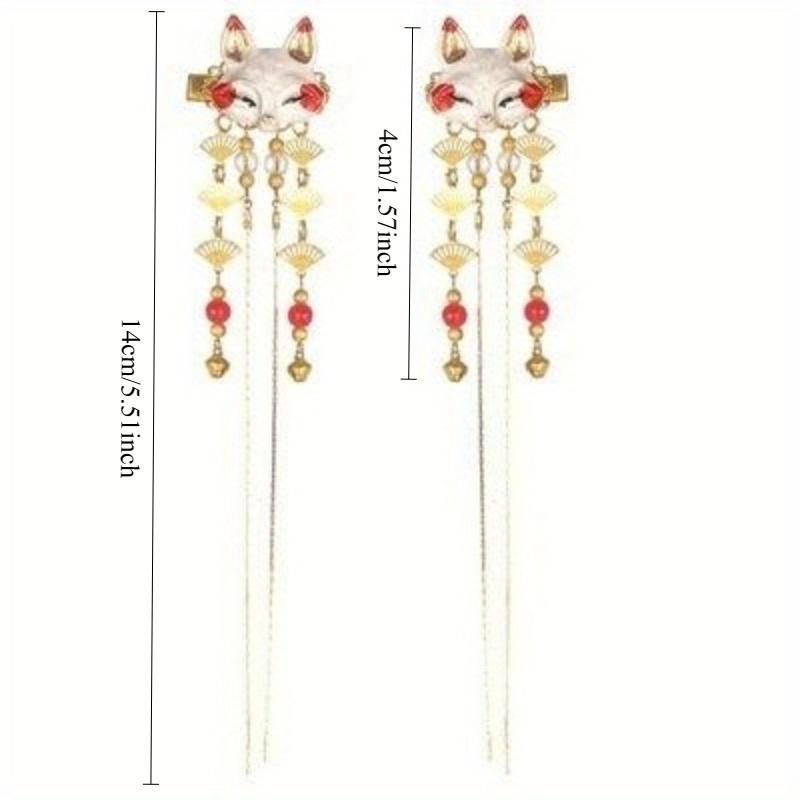 1 Stück Antiker Stil Haarschmuck Han Element Kopfschmuck Hanfu Accessoires Niedliches Mädchen Herz Fuchs Tier Quaste Kostüm Haarnadel Klemme