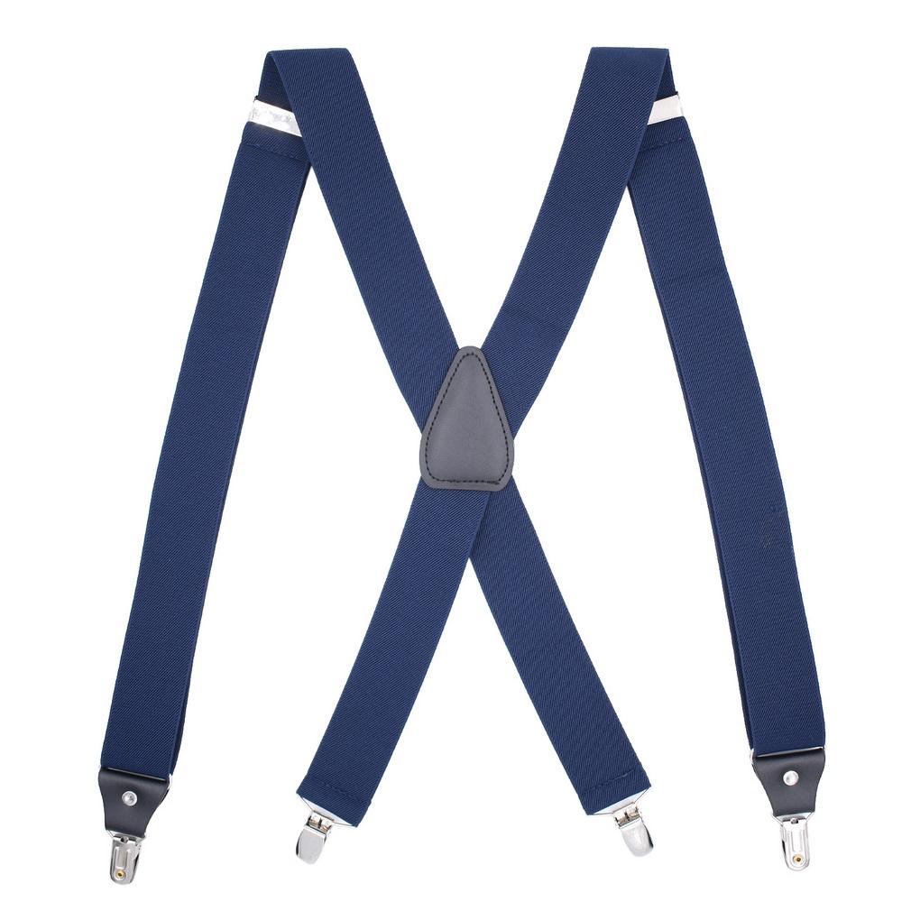 Men Adjustable X-Back Suspenders Elastic 4 Strong Clips Heavy Duty Trouser Braces