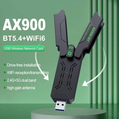 Karta Sieciowa Bezprzewodowa WiFi 6 900 Mb/s Bluetooth 5.4 USB3.0 Adapter WiFi 2,4 GHz/5 GHz Dwupasmowy Stabilny Sygnał Adapter Bez Sterowników dla PC Laptop