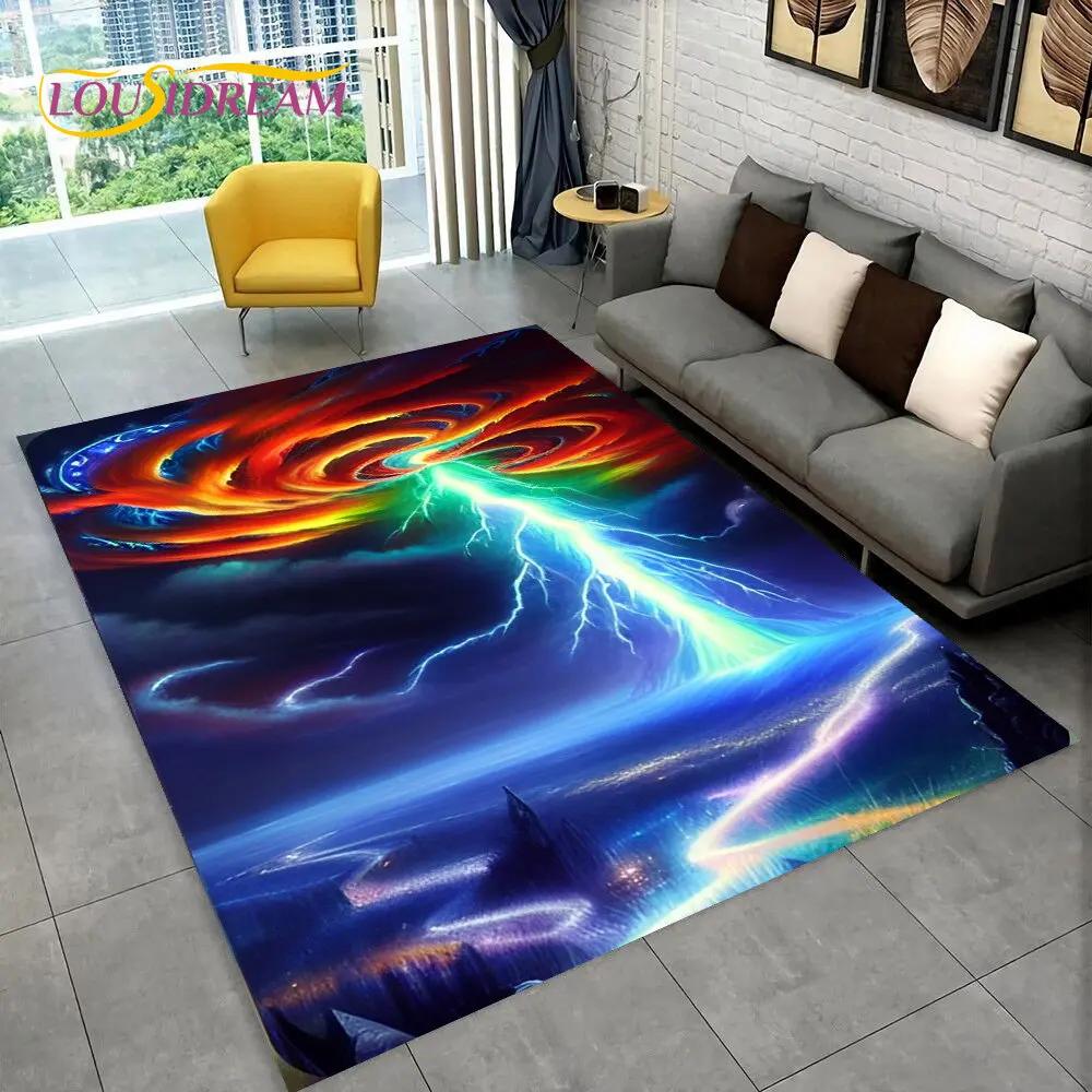 3D Natural ,Tornado, Cloud Twister Area Rug Large,Carpet Rug for Living Room Bedroom Sofa Doormat Decoration, Non-slip Floor Mat