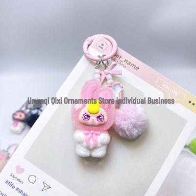 Gradient Flocked Standing Doll Keychain Gift for 3-Year-Olds