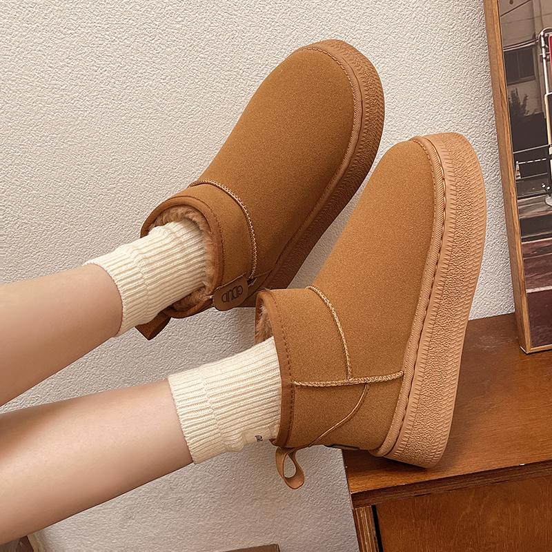Fashion 2024 Ladies Ankle Cotton Brand Women's Shoes Australian Boots Winter Footwear Round Toe Flat Heel Boots-Women Fashion Snow Low