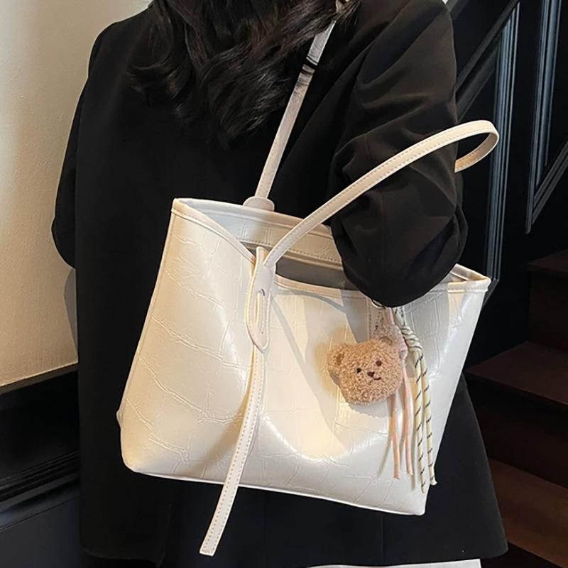 2025 New Women's Tote Bag Summer Genuine Leather High-End Large Capacity Fashion Versatile Commuter Shoulder Bag