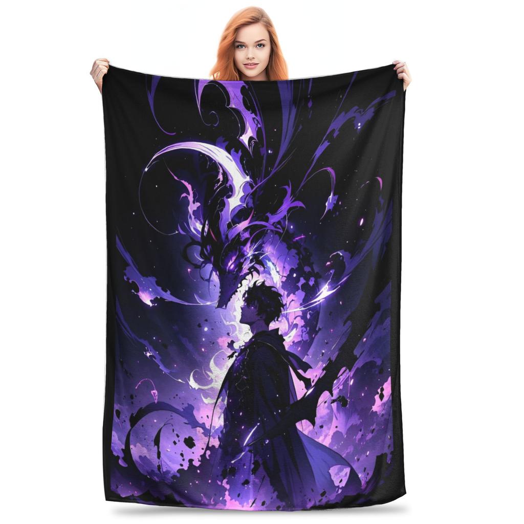 Solo Leveling Sung Jinwoo Plush Blanket Anime  Custom Throw Blanket for Bed Sofa Couch 125*100cm Bedspread