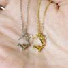 Korean Simple Style 18k Gold-Plated Silver Deer Necklace with Pearl, Women's Clavicle Chain, Christmas Gift