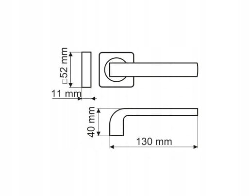 Internal Door Handle, Square Split Plate, Brushed Nickel