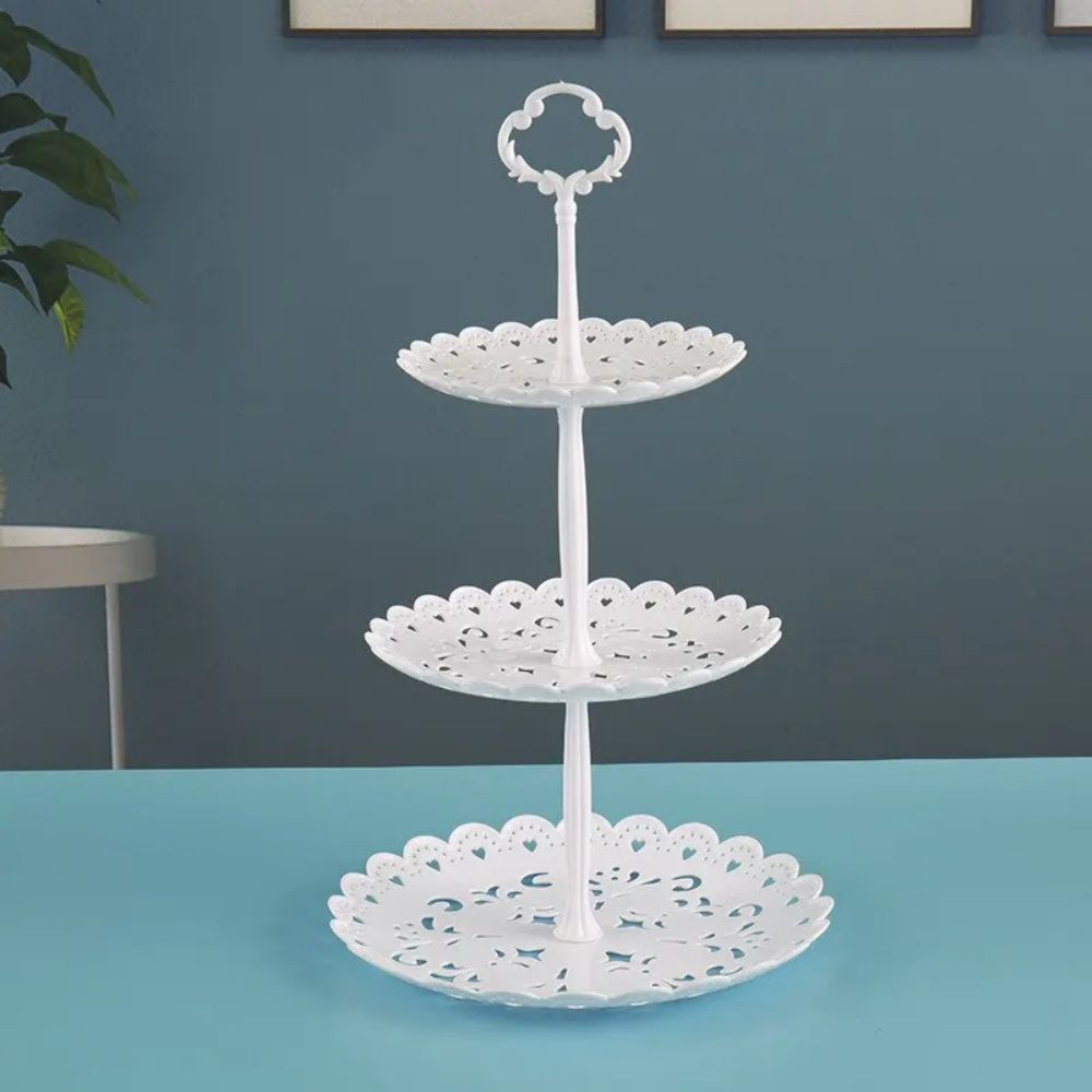Three-Layer Fruit Plate Dry Fruit Plate Candy Plate Light Luxury Style Tray Dessert Table Decoration Arrangement Plastic Shelf