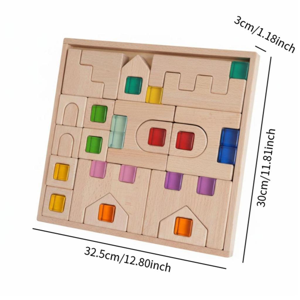 Wooden Castle Arch Building Blocks Set Puzzle Base Beech Wood