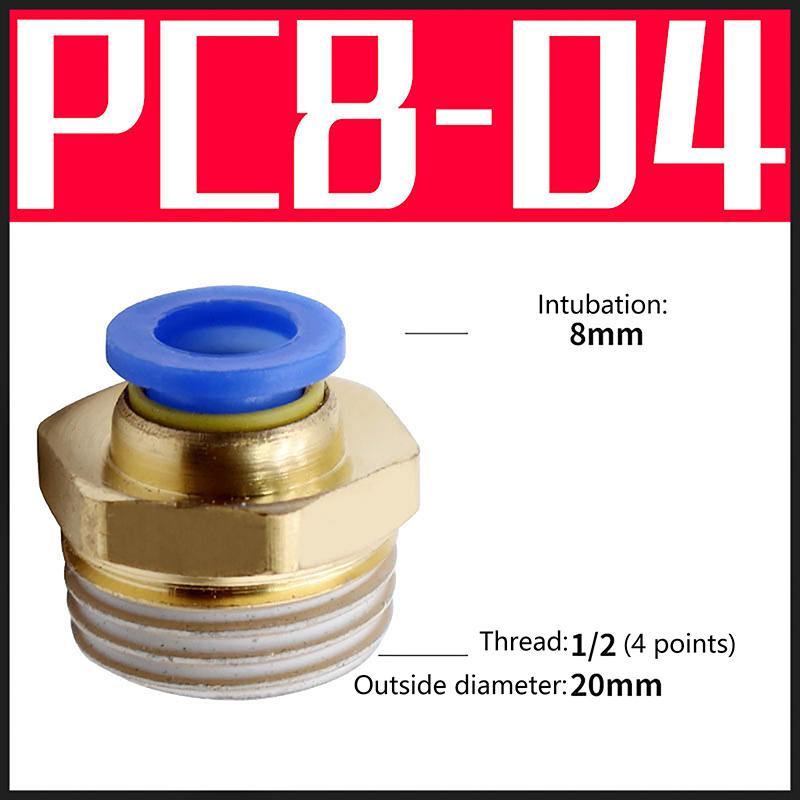 1Pc Pneumatic Air Connector Fitting Pc 4/6/8/10/12/14/16Mm Thread 1/4" 1/8" 3/8" 1/2" 3/4"Hose Fittings Pipe Quick Connectors