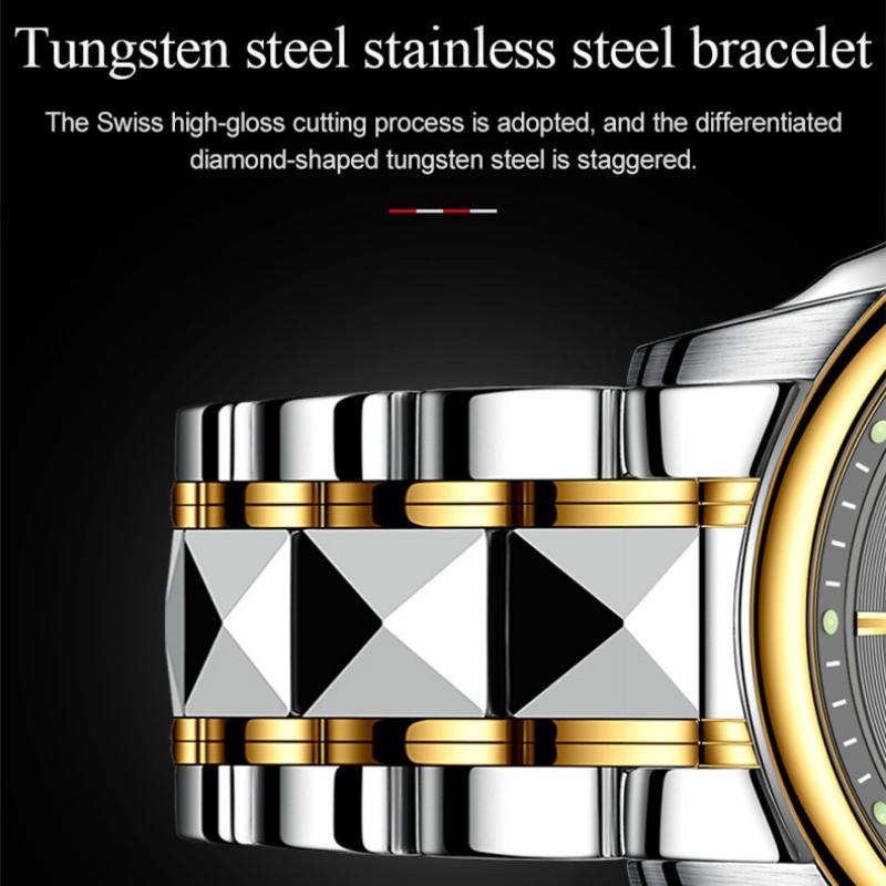 OUPINKE Men's Watch Automatic Mechanical Watch Stainless Steel Business Men's Watch Men's Multi-functional Waterproof High-end Watch