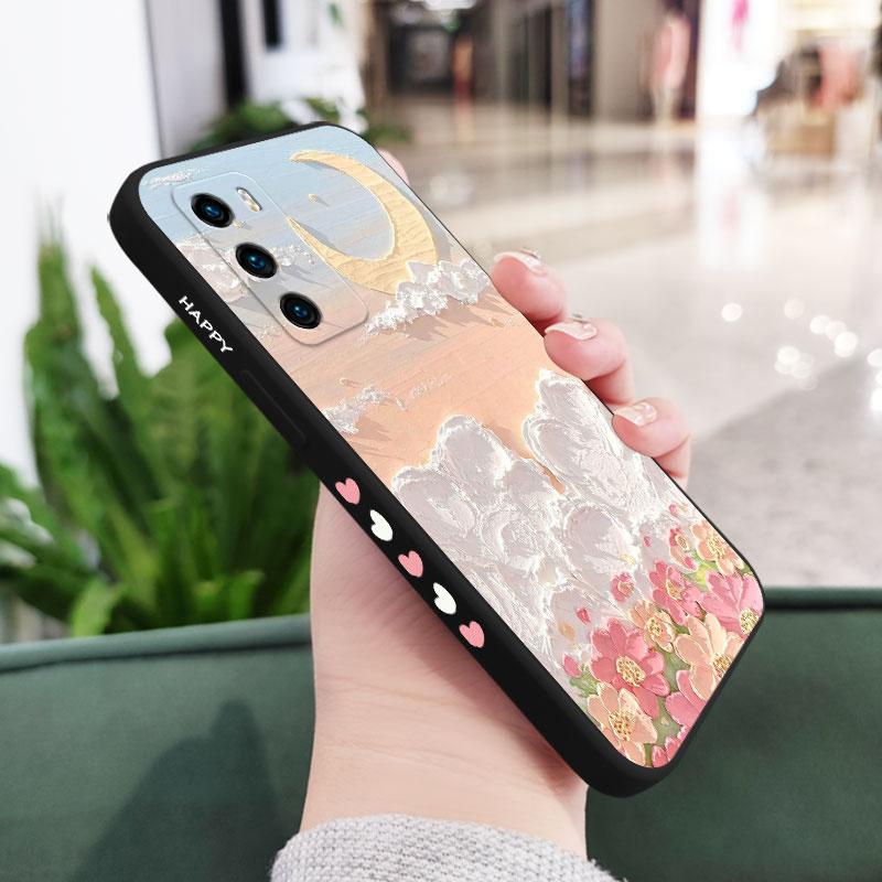 Oil Flowers Phone Case For Huawei P40 P50 P30 P20 Pro Lite Nova 5t Y7A Mate 40 30 20 Pro Lite Liquid Silicone Cover