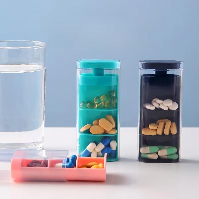 Mini Pill Organizer 3 Times A Day Portable Buckle Design Travel Tablet Holder for Vitamins Dispenser Small Pocket Medicines Case