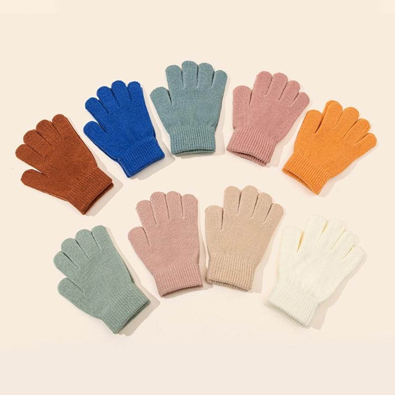 1 Paar Dehnbare Baby-Strickhandschuhe Bequemes Strickgewebe Weiche Thermische Winter-Handbekleidung Für Kinder 4+8T