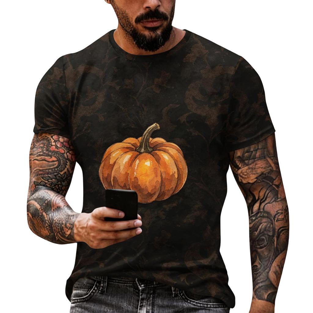 Men's Halloween Graphic Short Sleeve T Shirt Loose Fit Casual Summer Daily Top Spider Web Skull Print Comfortable Tee