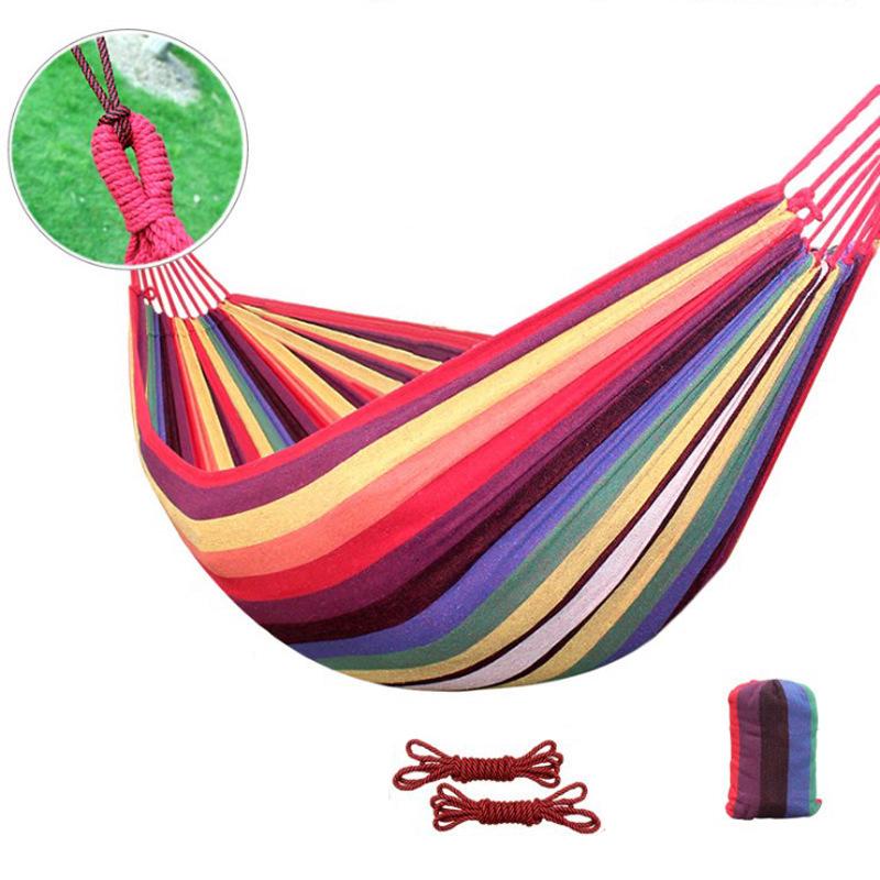 Thickened Canvas Camping Hammock: Anti-Roll, Single/Double Swing Chair for Outdoor Use