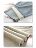 2024 Women's Fleece-Lined Wide Leg Jeans: Light Color, Thick, Floor-Length, for Autumn/Winter