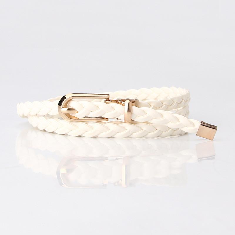 Fashion Ladies Handmade Woven Pu Leather Belt With Pin Buckle For Casual Dress And Office Style