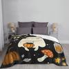 Halloween Pumpkin Ghost Blanket Flannel Print Scary Nap Multi-function Super Warm Throw Blanket for Sofa Office Bedspreads