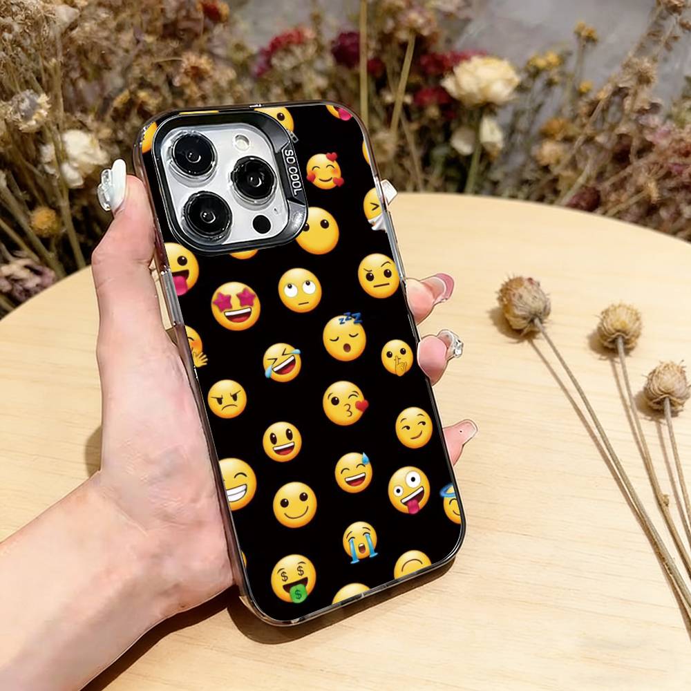 Funny emoji Phone Case For iPhone 17,16,15,14,13,12,11 Plus,Pro Max,XS,Colored Silver Plated Inside Cover