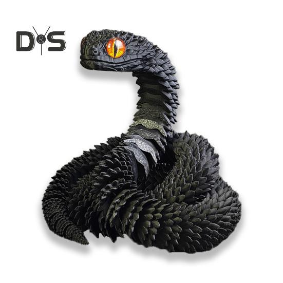

3D-печатная фигурка змеи с подвижными суставами, фигурка змеи, шарнирная модель животного, игрушка для домашнего офиса, книжной полки, украшения рабочего стола, орнамент 30cm чёрный
