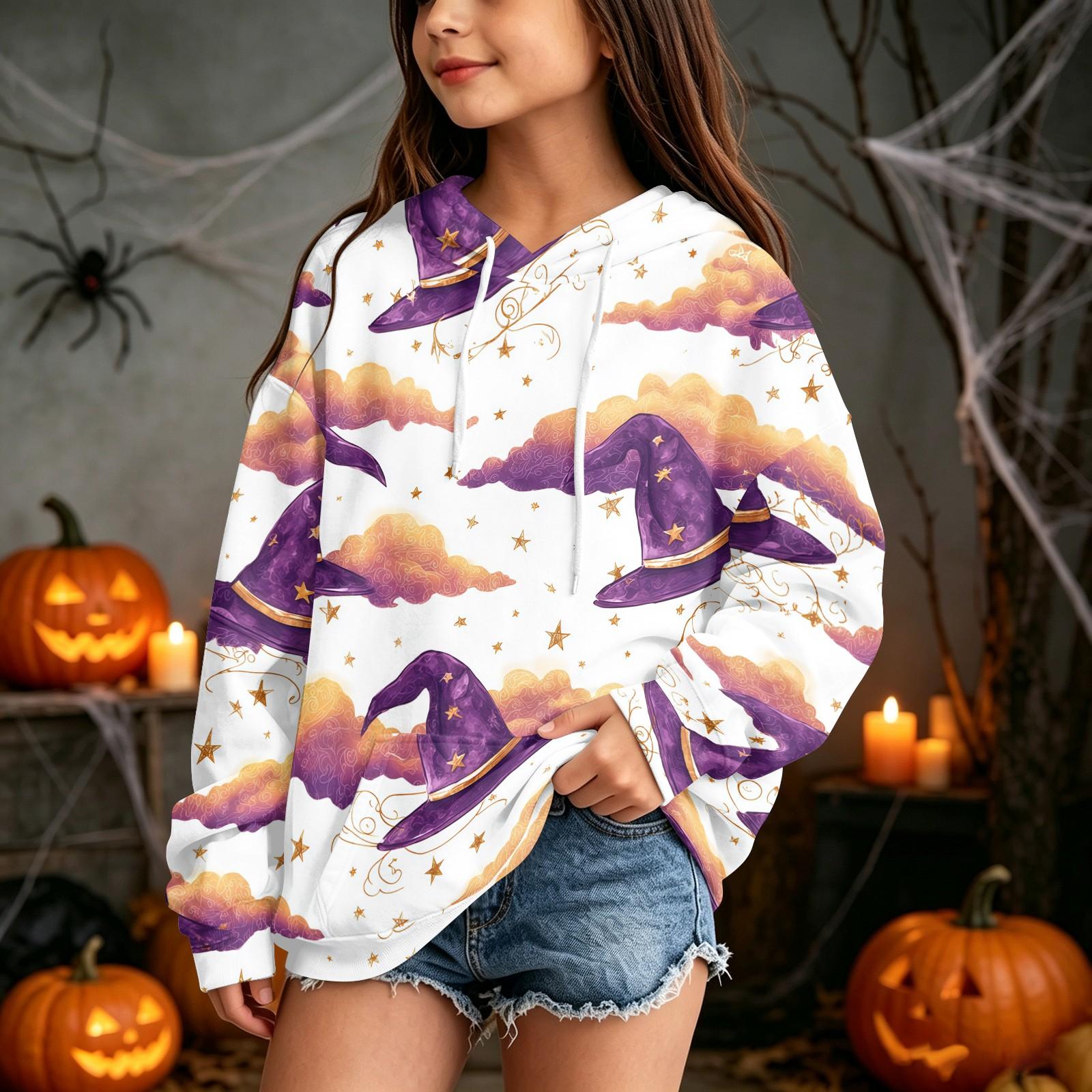 Kids Casual Halloween Print Pullover Hoodie Sweatshirt for Everyday Wear 150