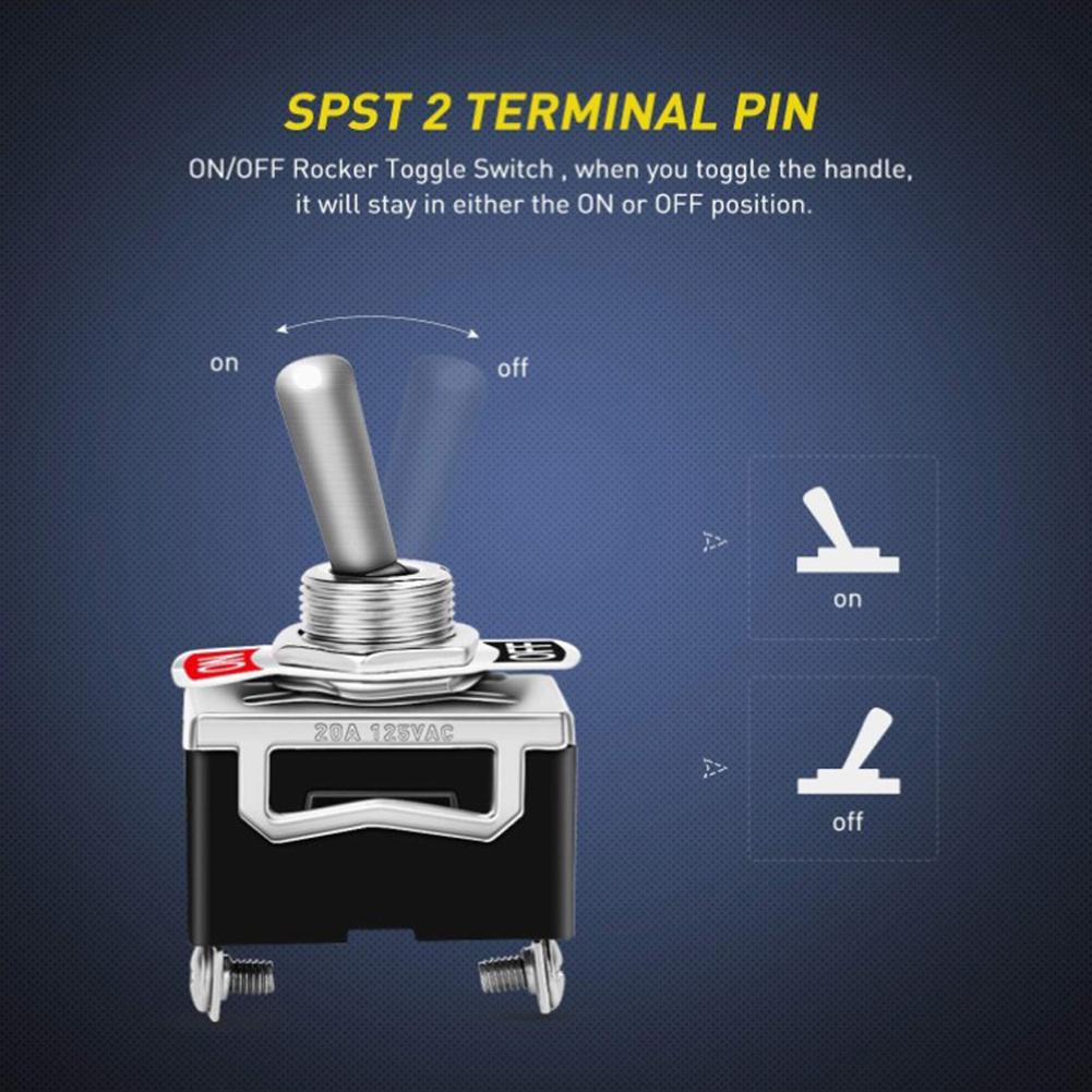 5/1pcs 12V Auto Toggle Switch Boat Marine Heavy Duty Toggle Flick Switch w/ Waterproof Cover ON/OFF Car Dash Metal SPST Terminal