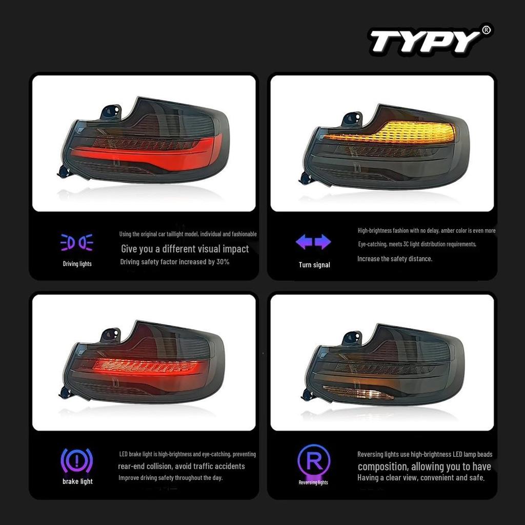 LED Tail Lights Assembly for 2014-2017 BMW 2 Series F22 - Modified Rear Lights with Daytime Running and Turn Signals