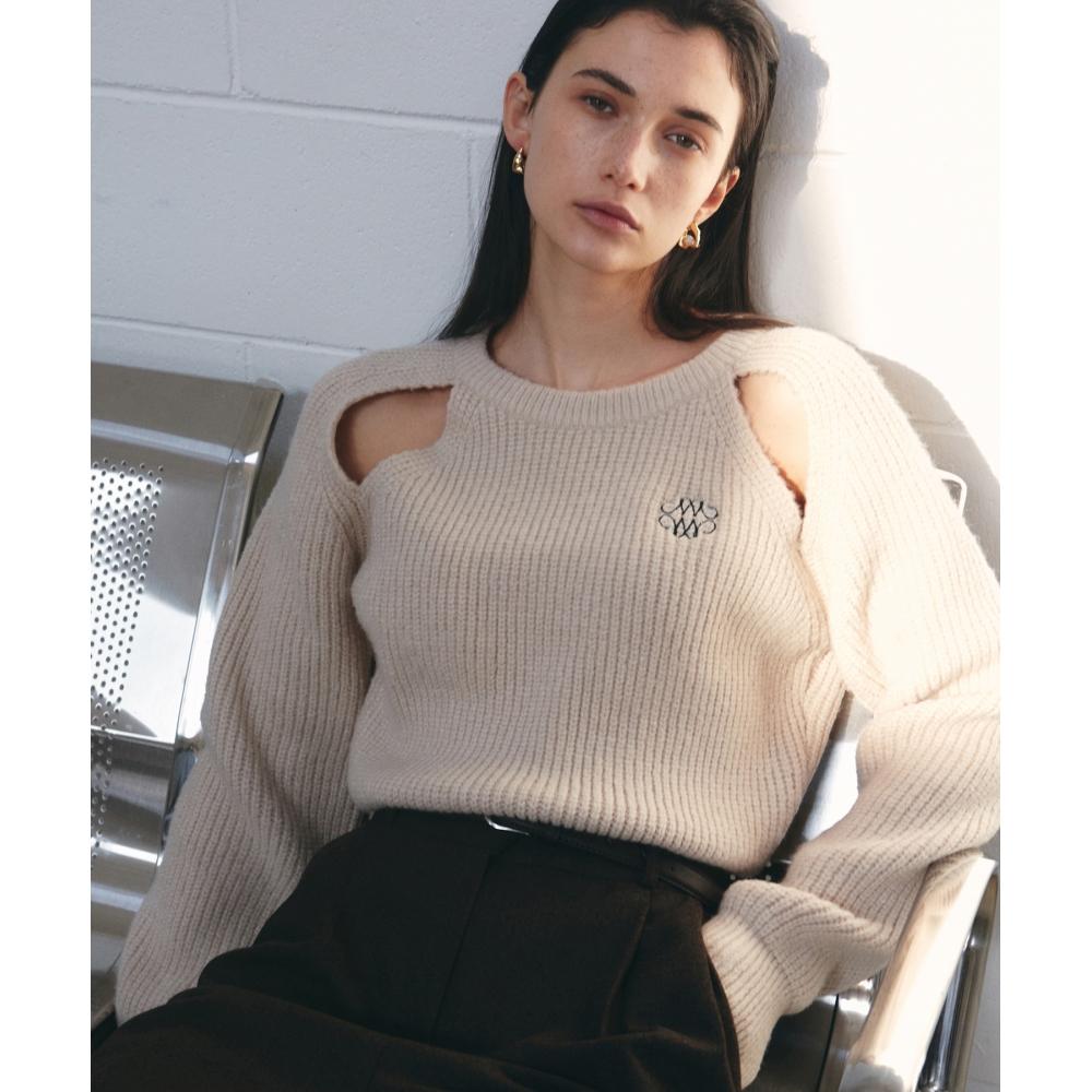 

NICKNICOLE NICOLE RIBBED CUT OUT SWEATERINDI BEIGE