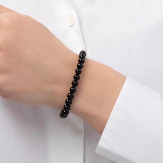 Set of 5 Pieces Round Beads Bracelet Adjustable 6 Mm Natural Beaded Stretchable Elastic Jewellery Bracelet Bangle for Women, Men, Girls, Boys, Unisex