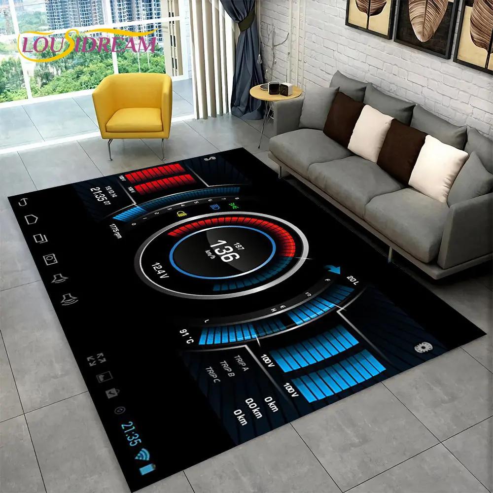Alfombra grande para tablero de instrumentos de carreras de autos en 3D, alfombra para sala de estar, dormitorio, sofá, cocina, decoración, alfombra antideslizante para juegos de niños