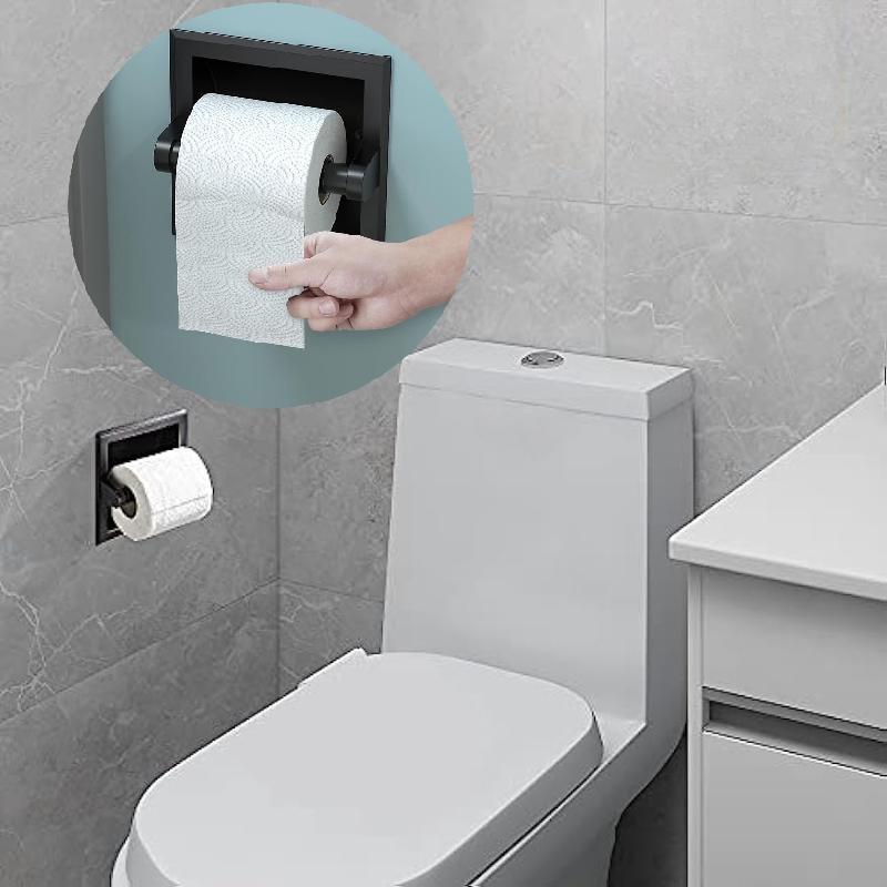 New Black Metal Toilet Paper Holder Recessed Toilet Paper Holder with Mounting Bracket Bathroom Wall Mount Toilet Paper Holder