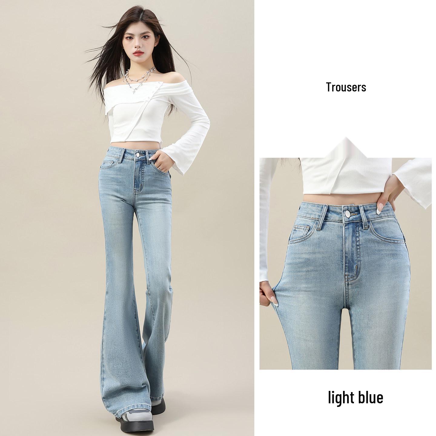 

Spring/Autumn 2026 Women s High-Waisted Retro Micro-Flare Jeans - Slimming Peach Buttocks Flattering Trendy Pants M