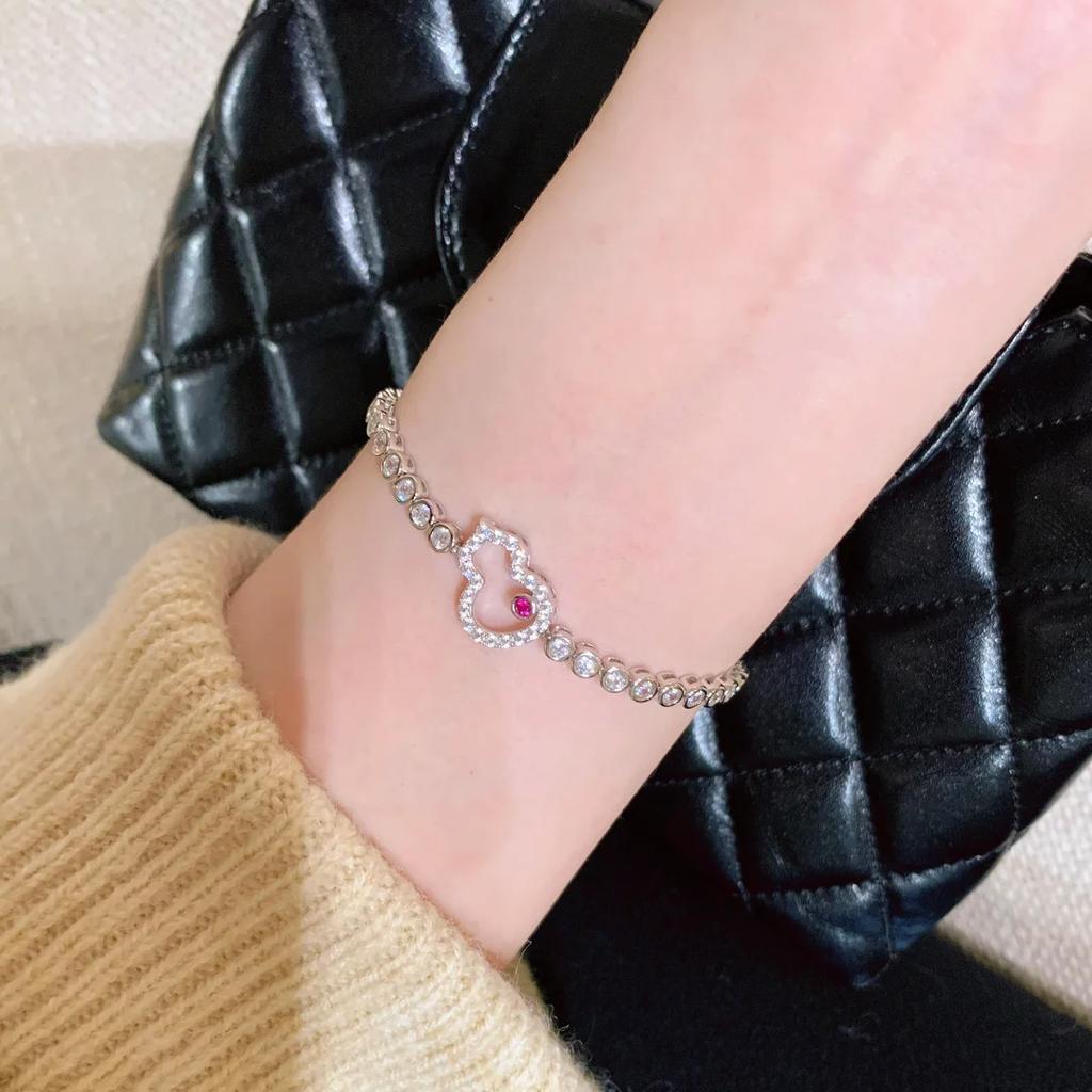 Bracelet Gourd Bubble Row Diamant Tempérament Mode Femme Luxe Léger Haut de Gamme Bijoux de Main Niche Exquis Corindon