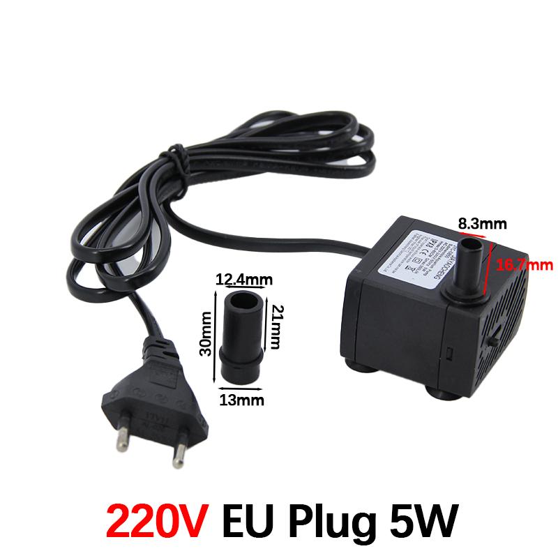 3/5/10/16/25/35/45W EU 220v Submersible Water mirco Pump for Water Gardens Hydroponic Systems Aquarium Tabletop Fountains Pon