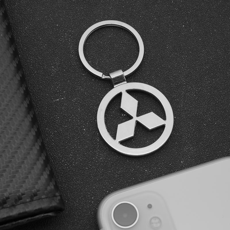 For Mitsubishi Ralliart Asx Lancer 9 Outlander 3 l200 Pajero 3D Metal Car Logo Keychain Badge Emblem Key Chain Rings Accessories