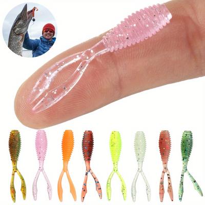 20pcs Mini Soft Fishing Lure Rockfish Twin Tail Artificial Wobbler Crankbait Bionic Silicone Fluorescent Worm Bait