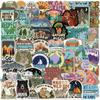 50 Pieces of Cartoon Retro Nature-themed Rule Stickers for DIY Luggage Box Decoration, Skateboard Waterproof Stickers