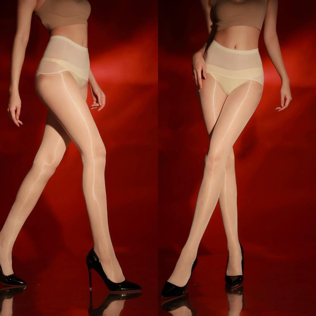 1 Ladies Oil Shiny See Through Smooth Pantyhose Silky Touch Transparent Breathable High Waist Tights For Women Party Clubwear