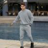 Men's Solid Color Pullover Long Sleeved Casual Sports Round Neck Top And Trousers Suit