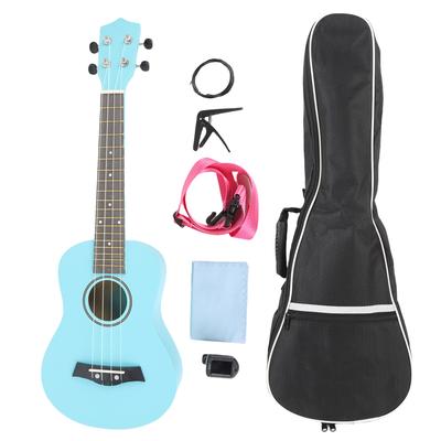 61cm Ukulele Starter-Set Linde Ukulele für Anfänger mit Digital-Tuner Tonwechsel-Klemme Gurt