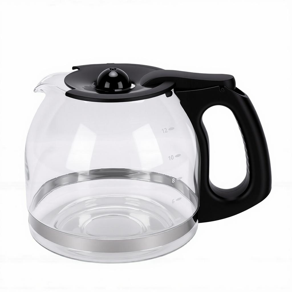 Bricco per Caffè da 1.8L Sostitutivo per Caraffa da Caffè in Vetro da 12 Tazze Vetro Borosilicato Sicuro con Manico Robusto