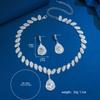 3PC Women's Fashion Copper Inlaid Claw Chain Starlight Water Drop Necklace Earring Set Suitable for Wedding, Party, Festival Gif