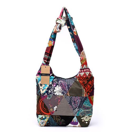 

Annmouler Brand Women Sling Shoulder Bag Cotton Fabric Handbags Large Messenger Bag Floral Hobo Bag Hippie Patchwork Hippie Bag різнокольоровий