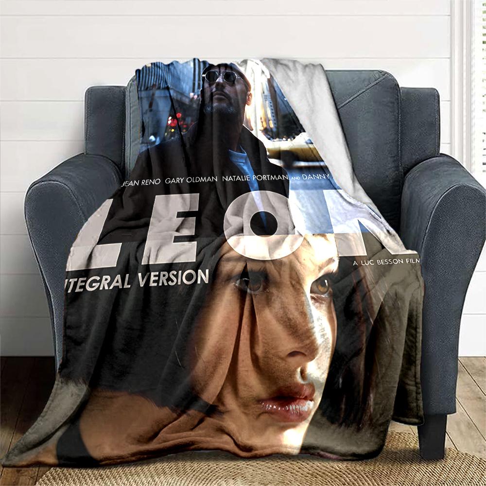 Leon Movie Poster Flannel Blanket Super Soft Warm Cozy Blanket for Sofa Bed Office Travel All‑Season Home Decor Gift